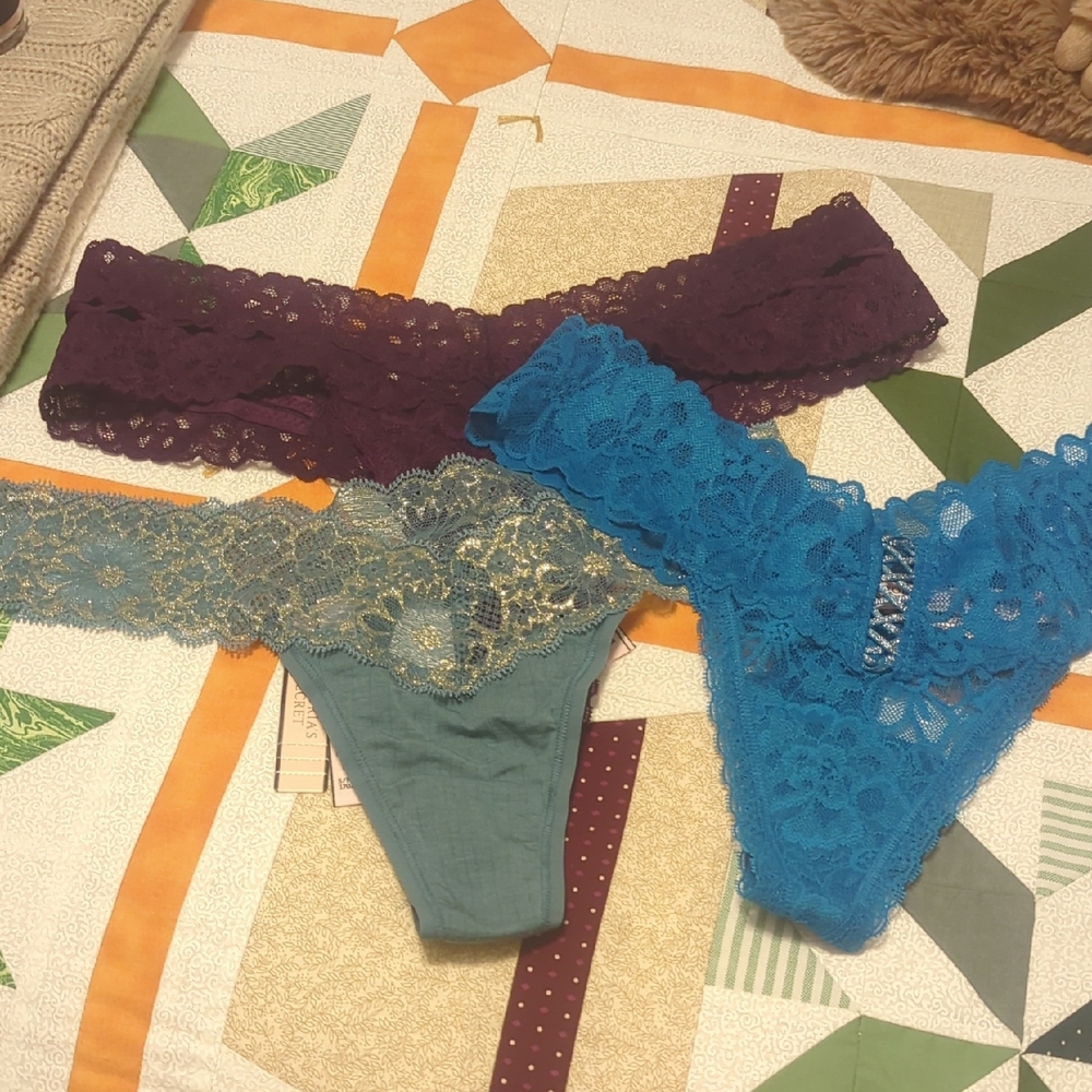 Victoria's Secret Lace Panties - Purple, Teal, Blue